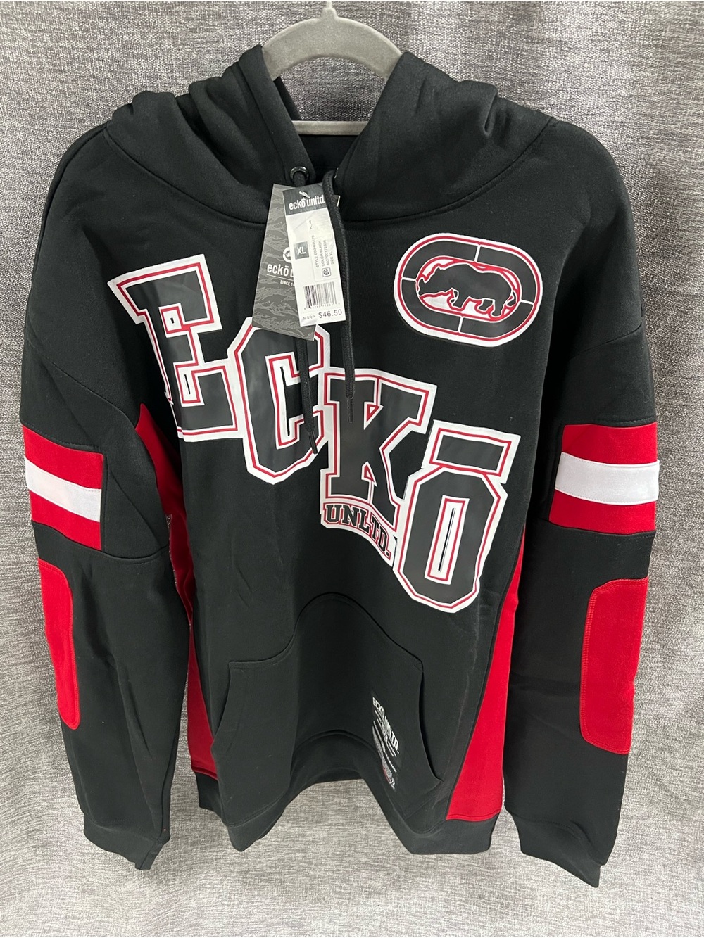 Echo Black Pullover Hoodie with White Logo Patch